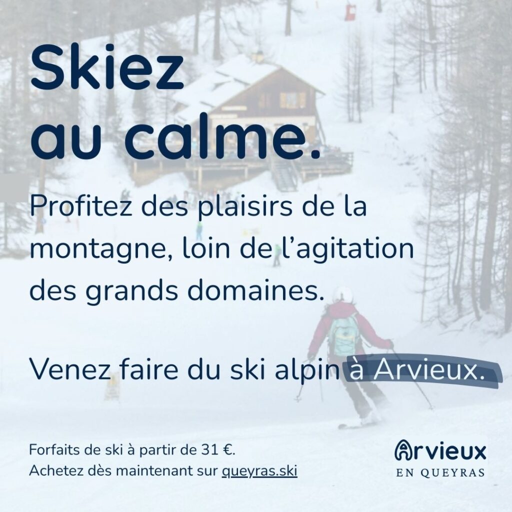 Post Facebook « Skiez au calme, venez faire du ski alpin à Arvieux »