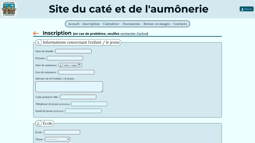 Formulaire d'inscription